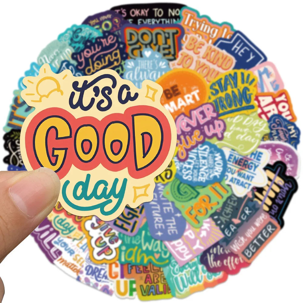 10/50Pcs Inspirational English Phrases Stickers Motivational Graffiti Decals DIY Diary Phone Laptop Luggage Skateboard Sticker