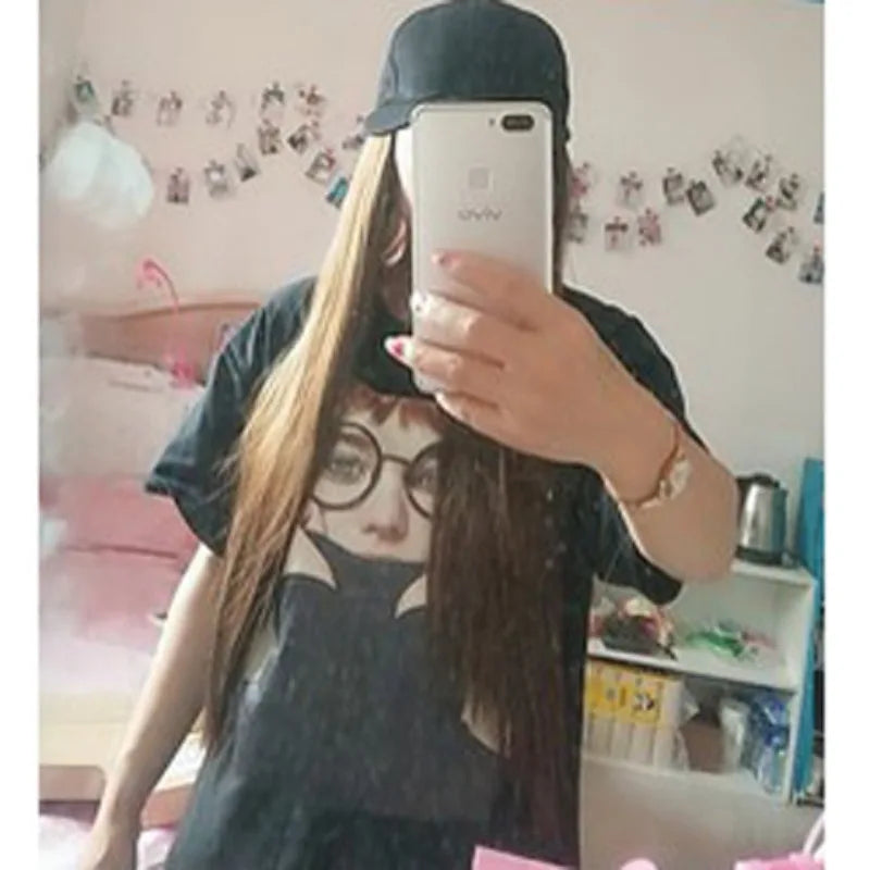 Synthetic Wig Fashionable One-piece Matte Silk Natural Long Straight Hair Baseball Cap Hood Hat Black Brown Ladies Daily Wear