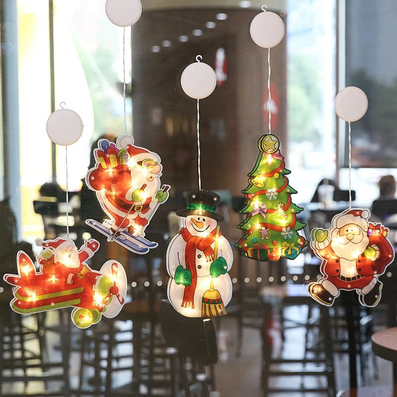 LED Christmas Tree Light Window Hanging Lamp Fairy Lights Merry Chirstmas Decorations Navidad Led Light New Year Home Decor