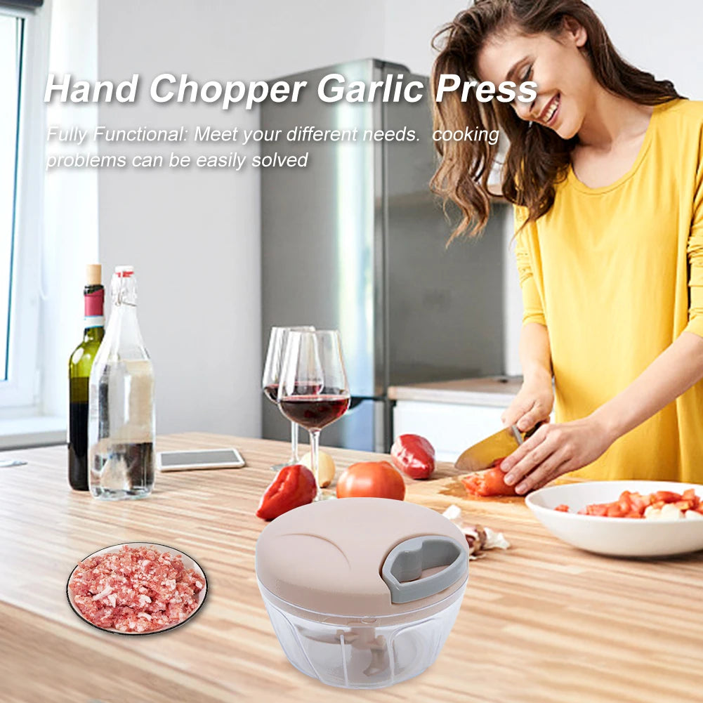 Kitchen Manual Garlic Press Manual Meat Mincer Garlic Chopper 500ml Multi-function Grinding Chopper Food Vegetables Cutter Tool