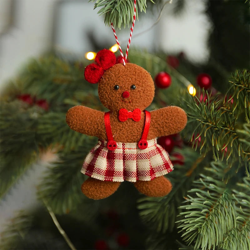 3PCS/Set Christmas Decoration Gingerbread Man Doll Xmas Tree Hanging Ornament Garden Party Home New Year 2024 Children Gifts