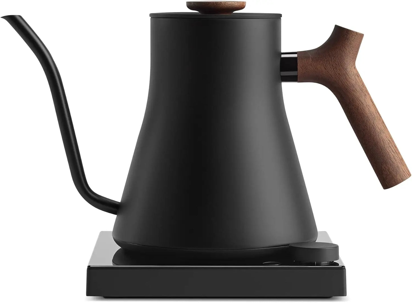 EKG Pro Studio Electric Gooseneck Kettle - Pour-Over Coffee and Tea Pot, Stainless Steel, Quick Heating, Matte Black with Walnut