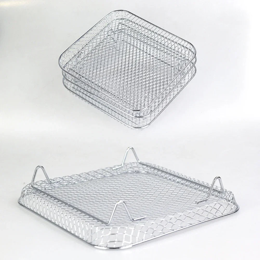 3-layers Air Fryer Rack Stainless Steel Stackable Grid Grilling Rack For Air Fryer Basket Tray Air Fryer Accessories