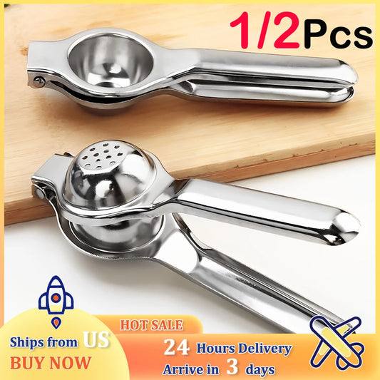 1/2Pcs Lemon Squeezer Stainless Steel Manual Juicer Portable Lemon Clip Fruit Citrus Pressing Tools for Kitchen Accessories