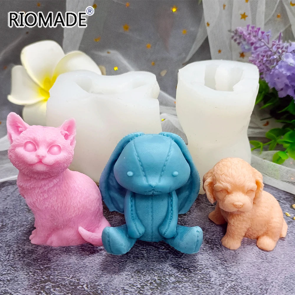 Cat And Dog Model Silicone Mold Cake Decoration Candle Ornaments Gypsum Aromatic Epoxy Resin Hand Made Gift Baking Mold