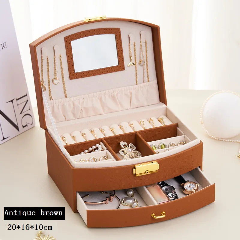 Handheld luxury jewelry box, multi-layer drawer storage box, used for classifying and storing rings, earrings, necklaces