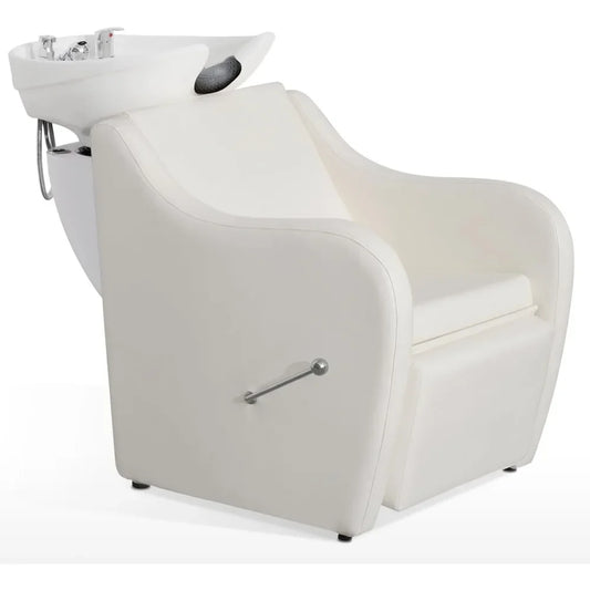 Shampoo Chairs Backwash Ceramic Shampoo Bowl Sink Chair Station Spa Salon Beauty Bowls 60.2"L Shampoo Chairs