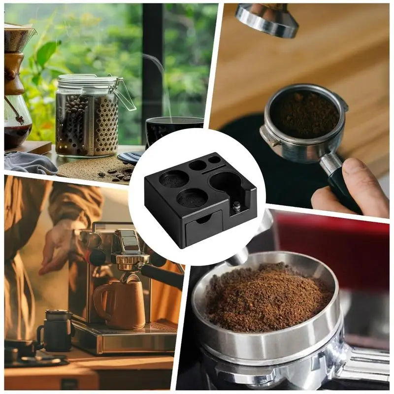 ABS square drawer style Espresso Tamper Holder, ABS Coffee Tamper Station Base, Espresso Tamp Mat Stand Universal size