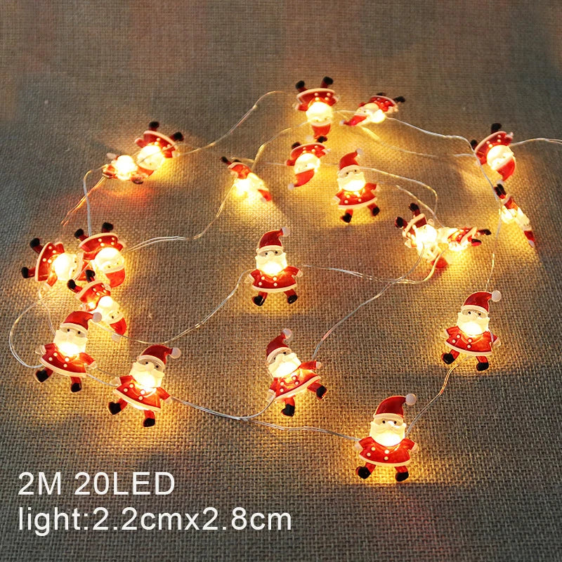 Santa Claus Snowman LED Light String Christmas Decoration For Home Xmas Tree Ornament 2024 Navidad Kids Gift 2025 New Year