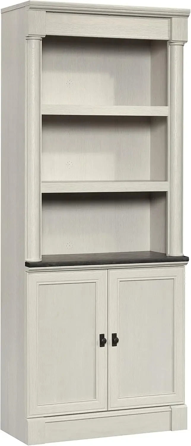 Sauder Palladia Book Shelf, Bookshelf with Storage, Library Bookcase with Doors and Adjustable Shelves, in Glacier Oak Finish