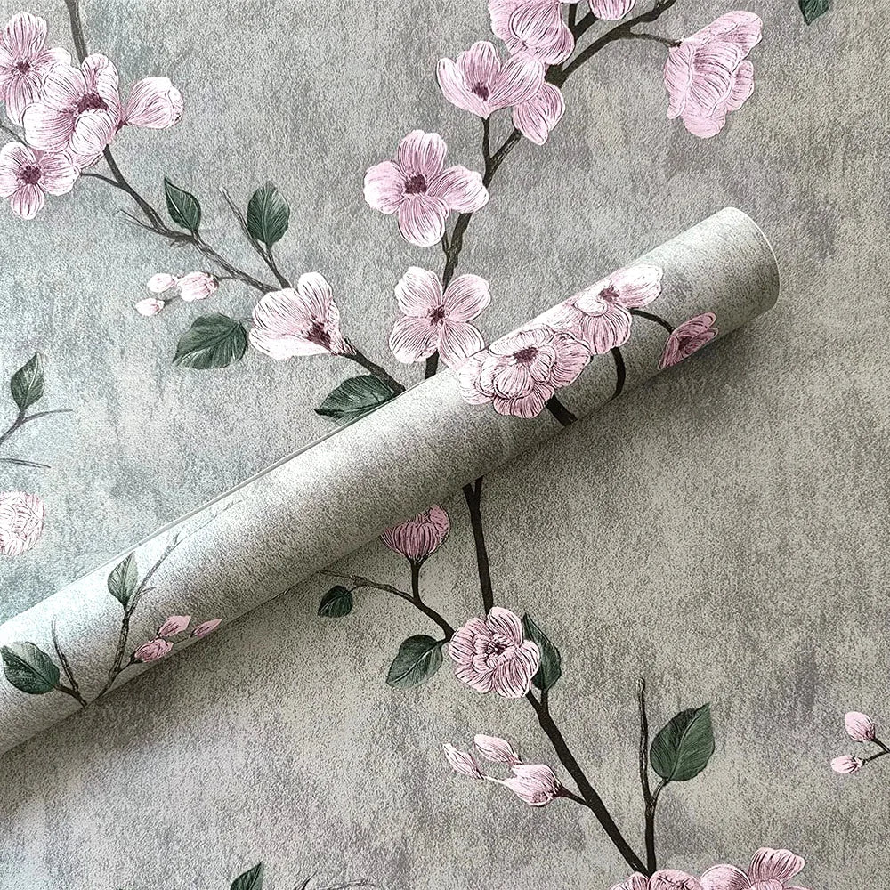 Vintage Floral Green Pink Peel And Stick Retro European Style Self-adhesive Waterproof Wallpapers Living Room Bedroom Renovation