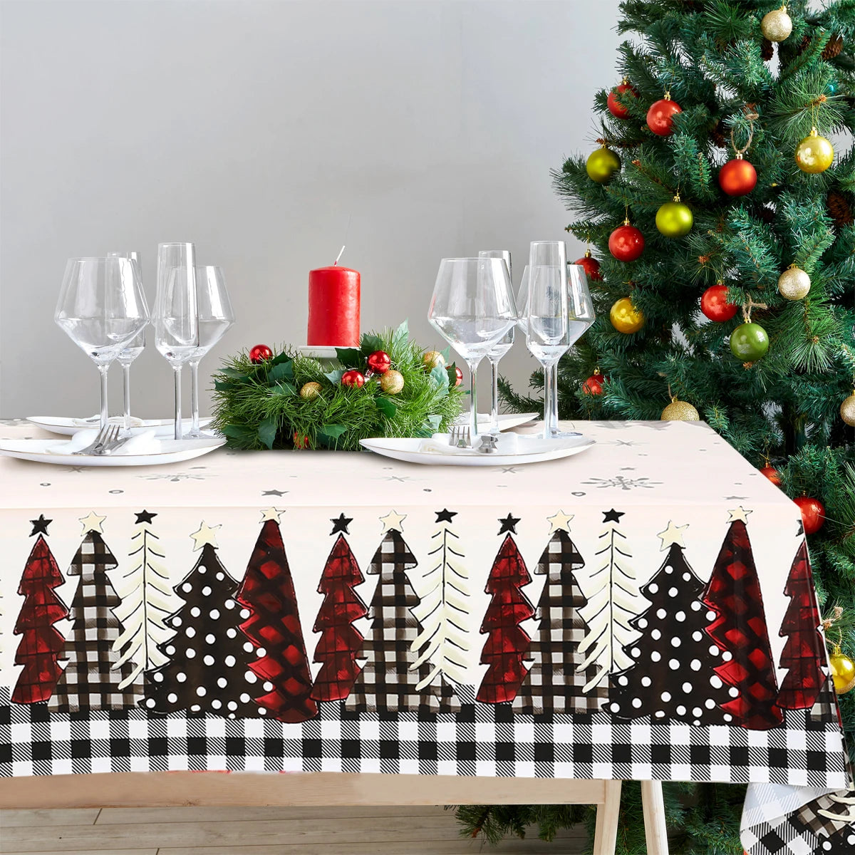 Christmas Tablecloth Merry Chirstmas Decoration For Home 2024 Xmas Snowflake Table Cloth Navidad Noel Notal New Year 2025 Dec