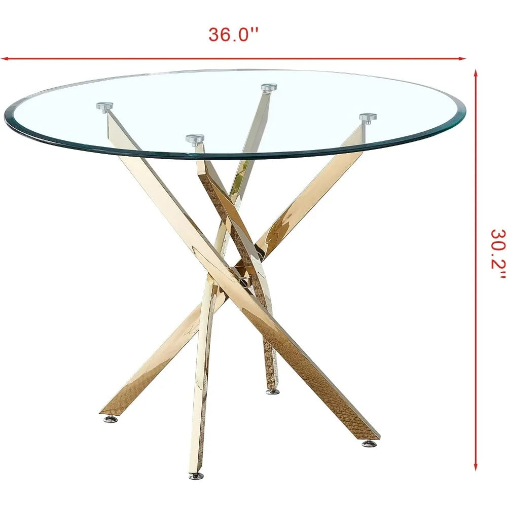 5 Piece Glass Dining Table Table Set, with 4 PU Dinings Chairs for Kitchen Dining Room,Kitchen Table Set