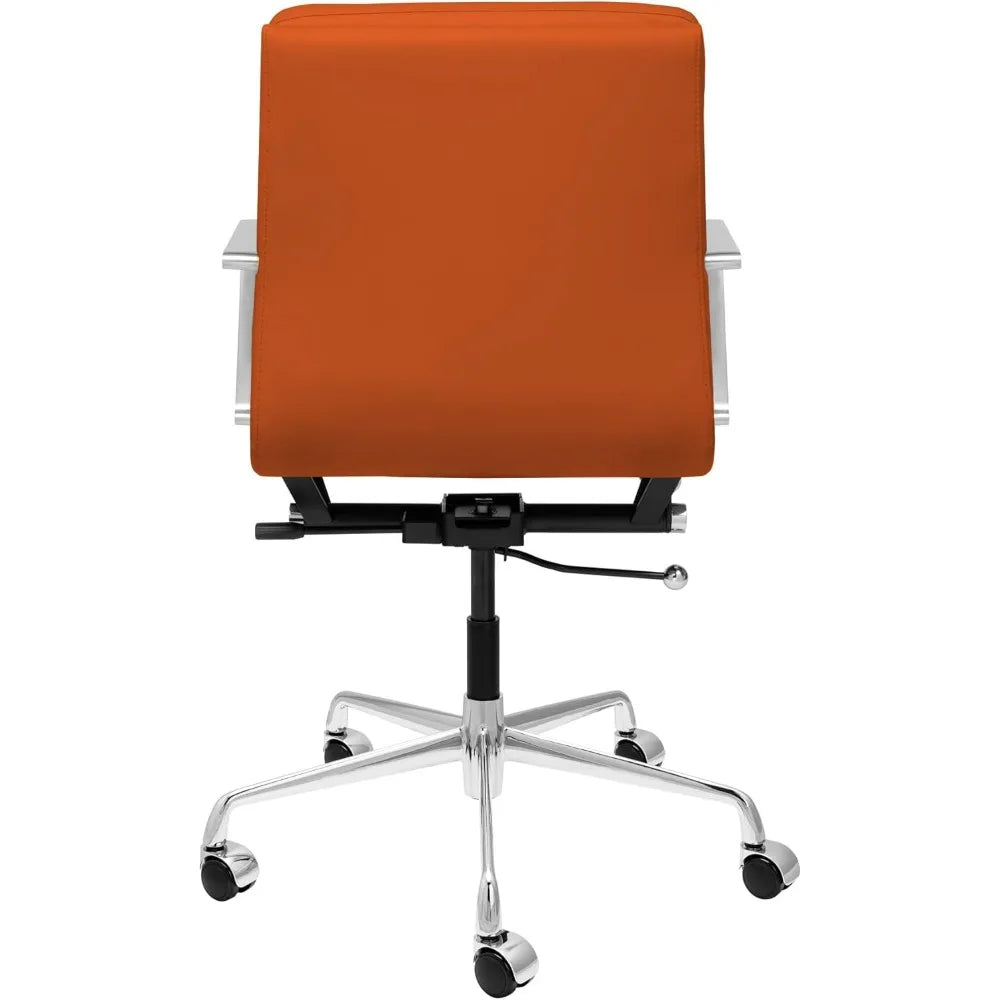 SOHO II Padded Management Office Chair - Mid Back Desk Chair with Arm Rest, Swivel & Cushion Availability, Made of Faux Leather,