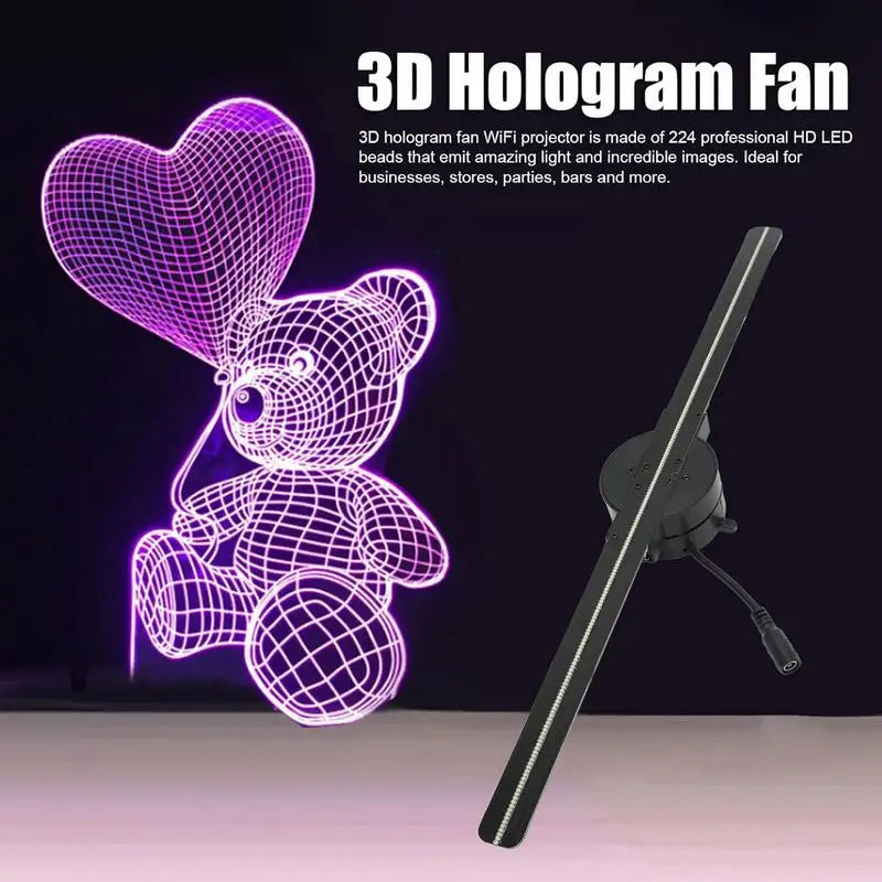 3D Holographic Projector remote/WIFI/APP control 2000x224 Resolution Christmas 3D Hologram LED Fan Projector Advertising Lights