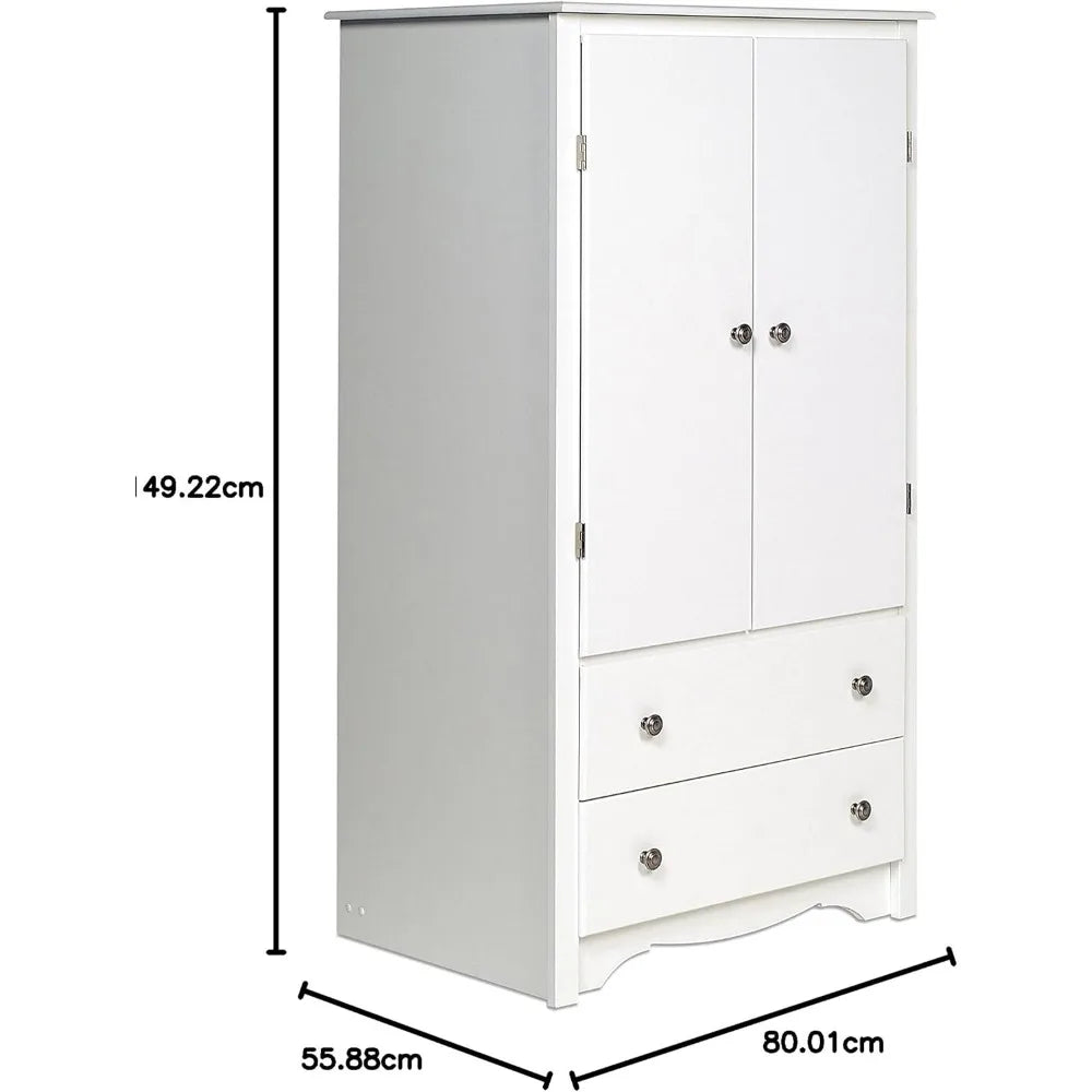 Wardrobe Cabinet: Armoire Dresser for Bedroom with Adjustable Shelf. Features 2-Door Wardrobe Closet & 2 Drawers Free shipping