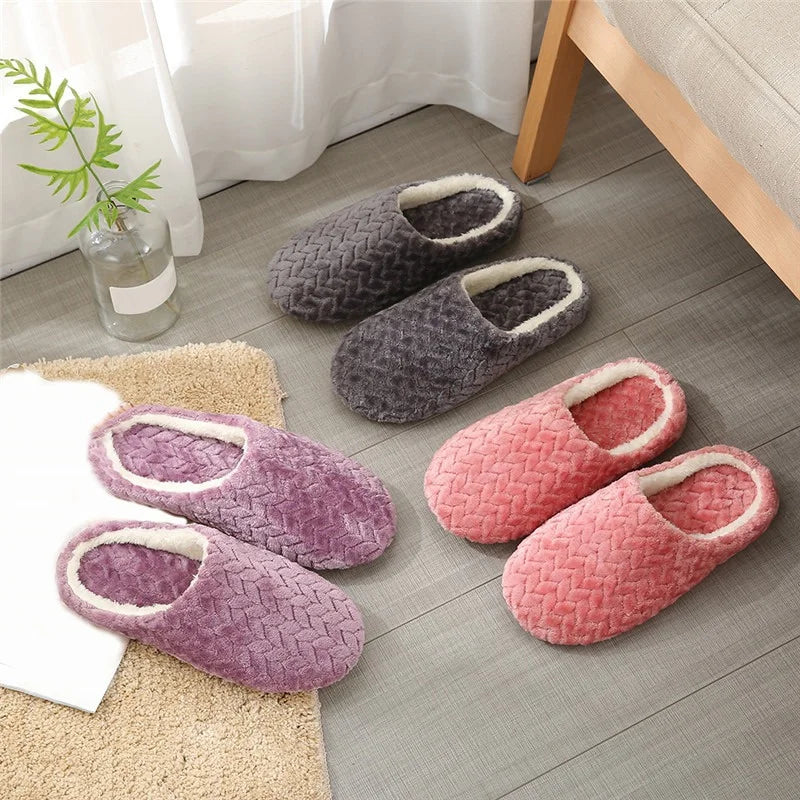 Women Indoor Slippers Plush Warmer Home Female Slipper Autumn Winter House Flat Floor Shoes Home Soft Slient Slides For Bedroom