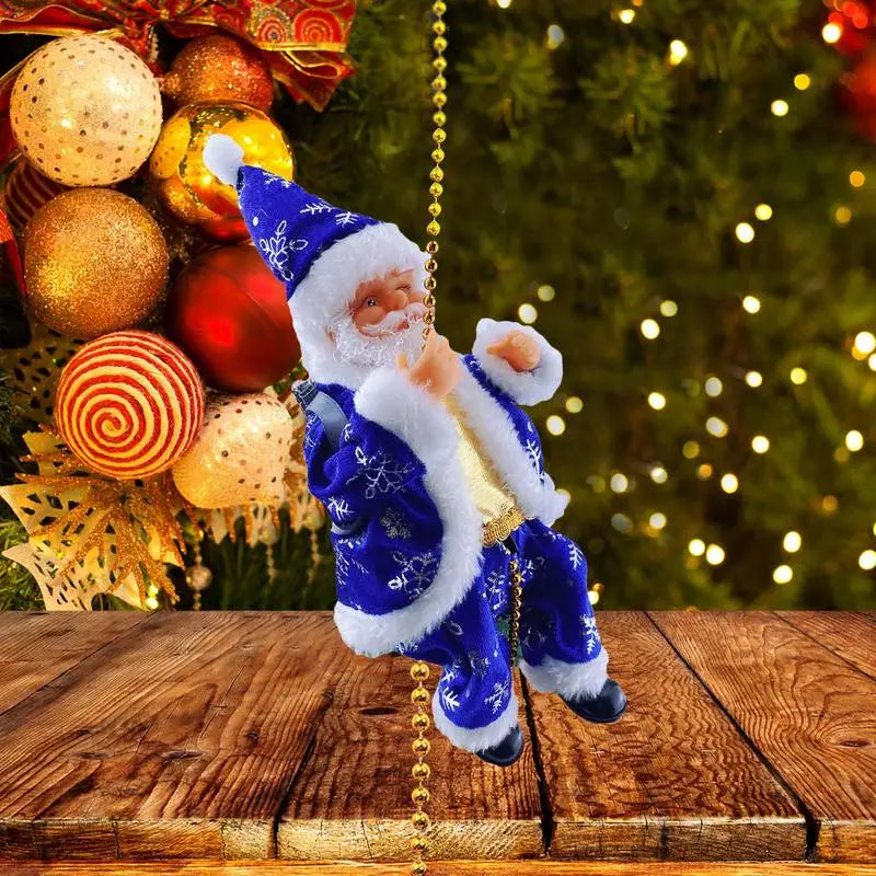 Santa Claus Climbing Decor Climbing Bead Curtain Electric Santa Claus With Rope Christmas Santa Seasonal Party Decorations