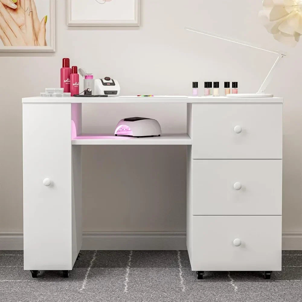 Manicure Table Nail Desk for Nail Tech,It Is Not Only Waterproof and Easy To Clean,but Also Environmentally Friendly and Durable