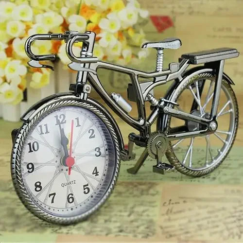 Vintage Arabic Numeral Bicycle Shape Creative Table Alarm Clock Home Decor