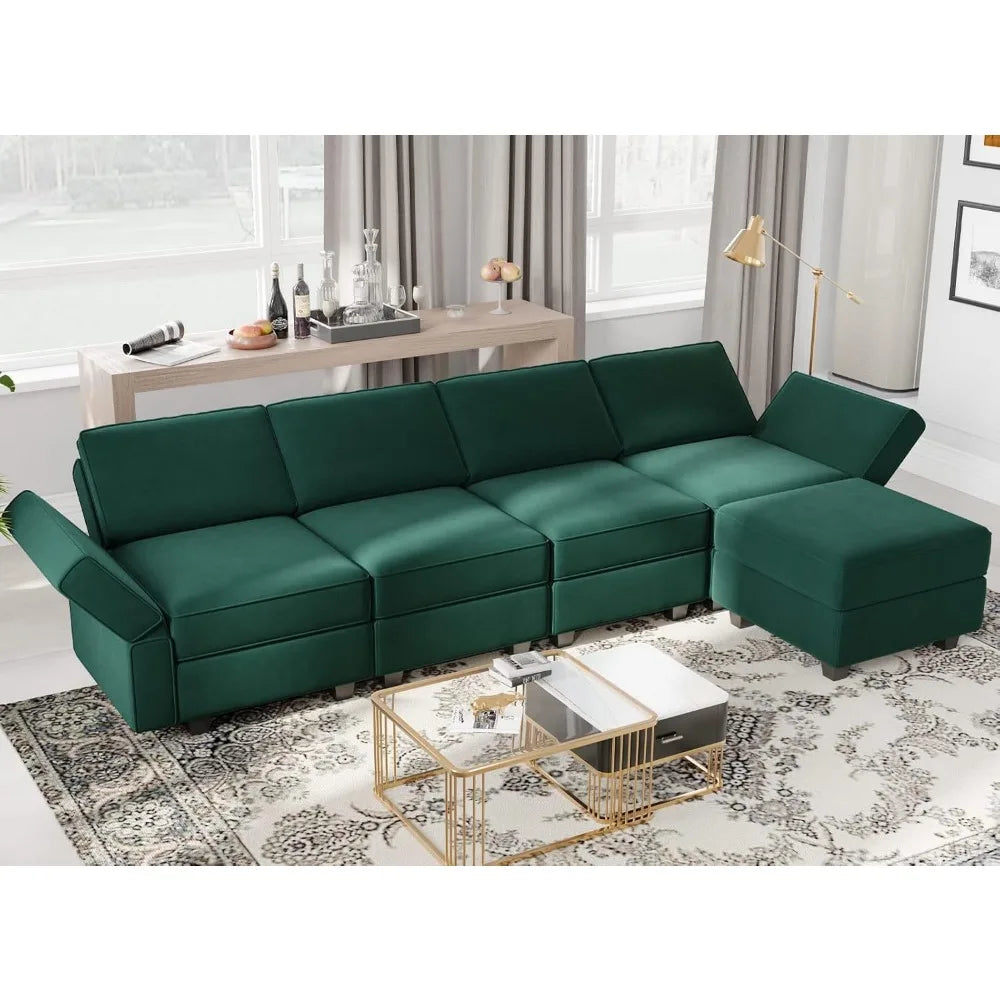 Sectionals Couch Sofas Living Room Sofa Modular Sectional Sofa Couch With Reversible Chaise - Velvet L Shaped Couch With Storage