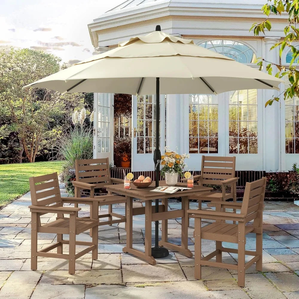 5 Pieces Patio Table and Chairs, Square Outdoor Dining Table with 4 Patio Chairs, Weather Resistant Outdoor Dining Set