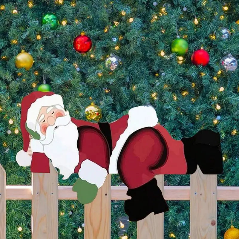 Christmas Fence Peeker Decoration Christmas Fence Peeker Funny Christmas Fence Yard Signs For Holiday Garden Courtyard