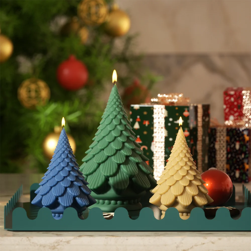 Pinecone Christmas Tree Silicone Candle Mold Handmade Scented Aromatic Candle Mould Christmas Home Decoration