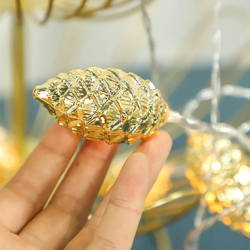 1.5M 10LED Pine Cone Fairy Light Xmas Lights String Christmas Decor 2024 Xmas Tree Decor Pine Cone Pendant Light Navidad Decor