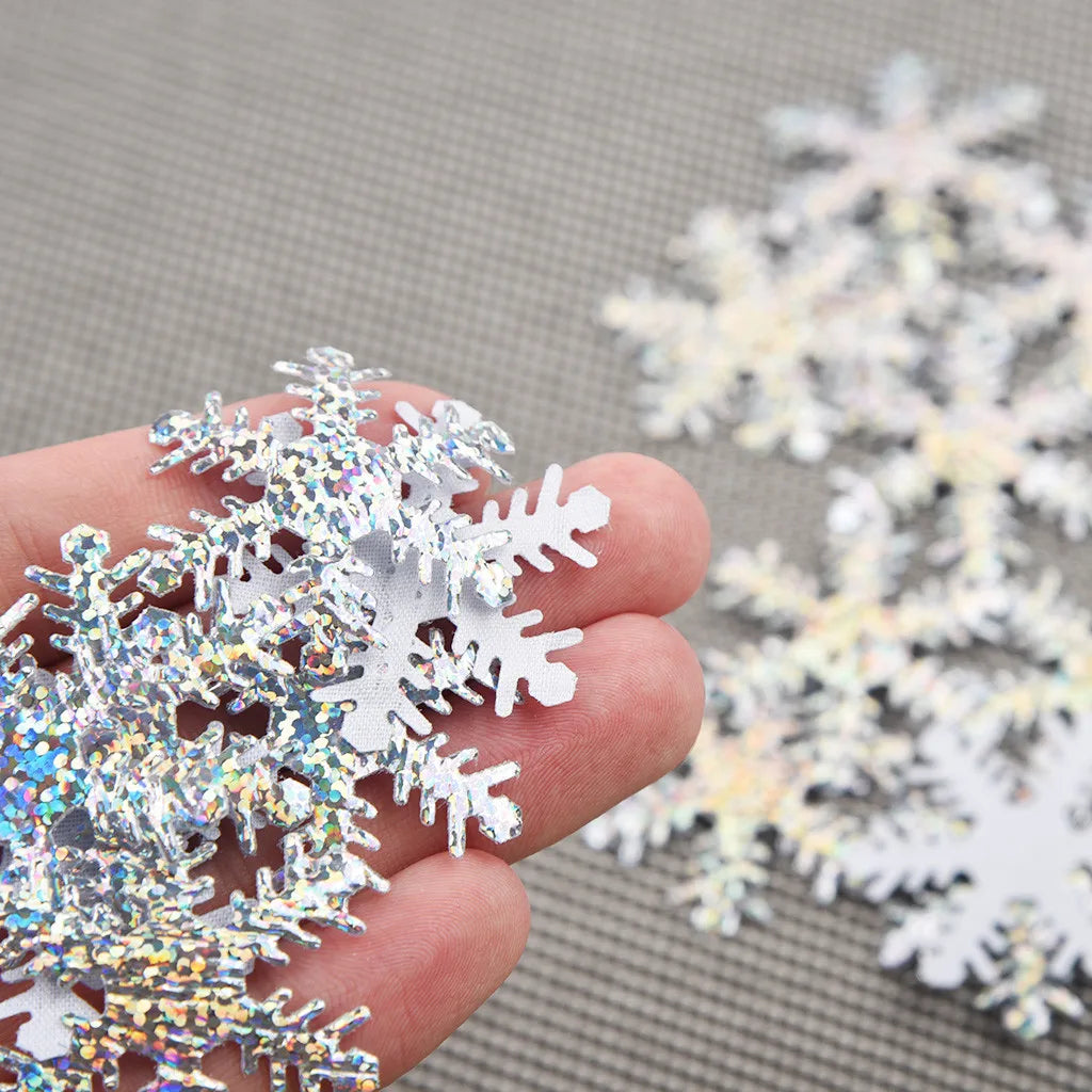 (100pcs/Pack) 40mm Width Christmas Snowflakes Confetti Artificial Snow Xmas Tree Ornaments Decorations For Home Party Wedding#H