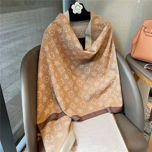 Big-name scarf women's new winter 2024 thick warm cashmere-like scarf with high sense and multi-functional shawl dual-purpose