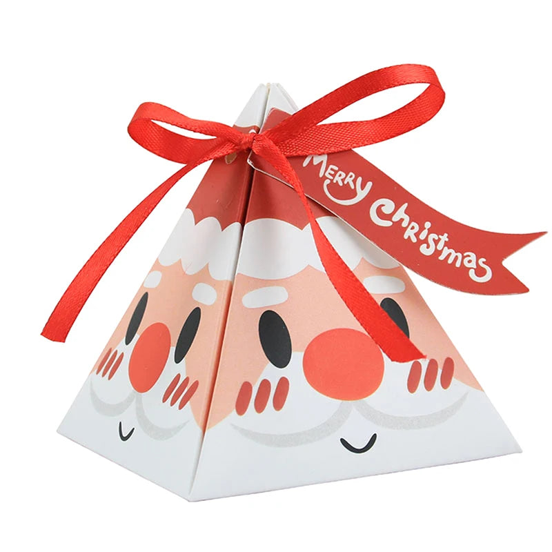 10 Pcs Christmas Gift Boxes Triangle Boxes Candy Paper Boxes Merry Christmas Gift Bags Candy Cookie Wrapping