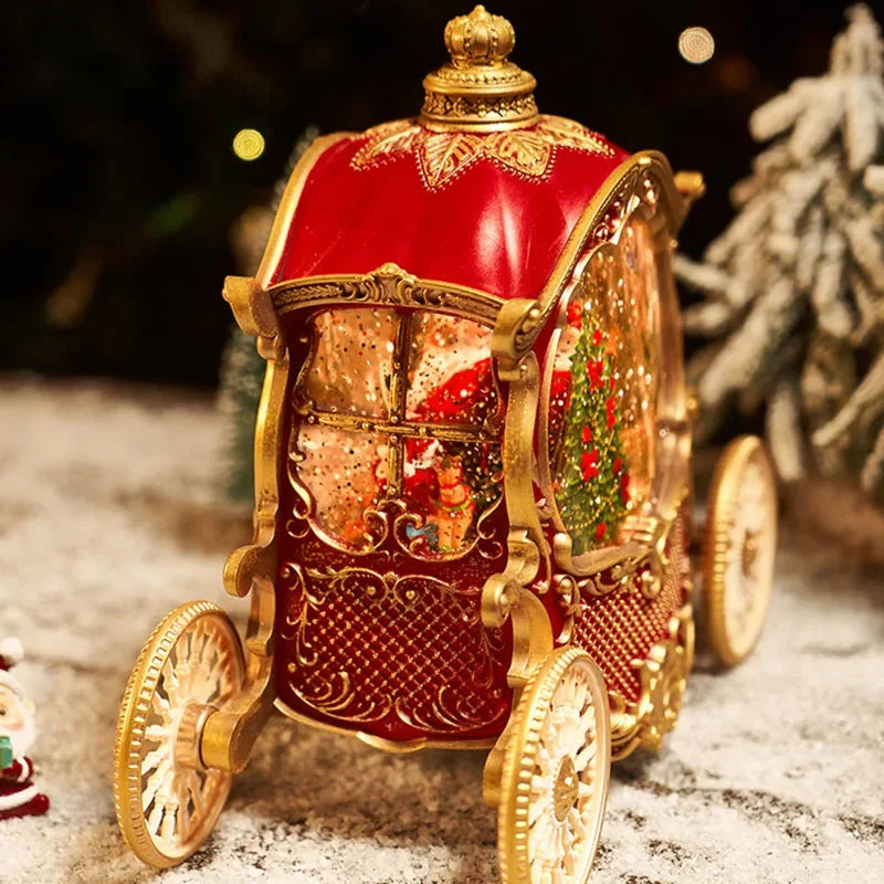 Christmas Music Box Carriage Old Man Snow Crystal Ball Snowman Children Crafts Birthday Gift Girls Adornos Navidad Home Product