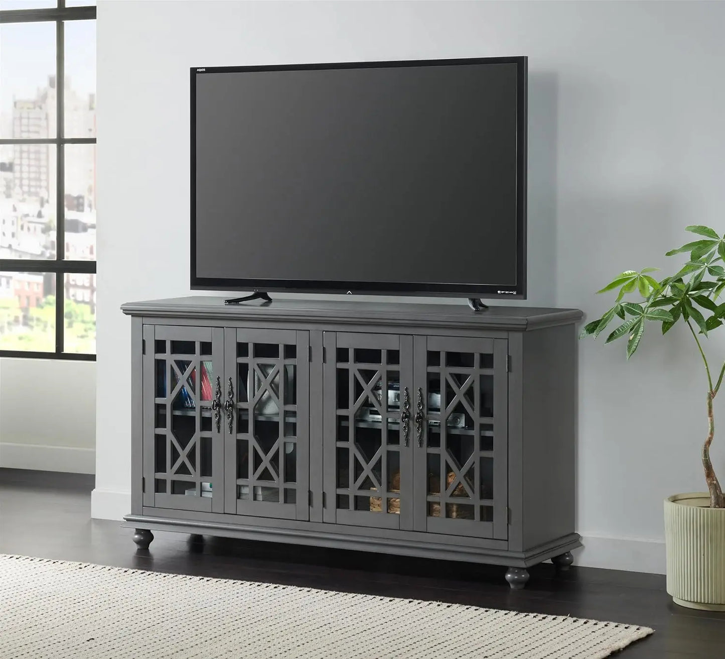 Svensson Home Elegant TV Stand, 63" W x 35" H, Grey