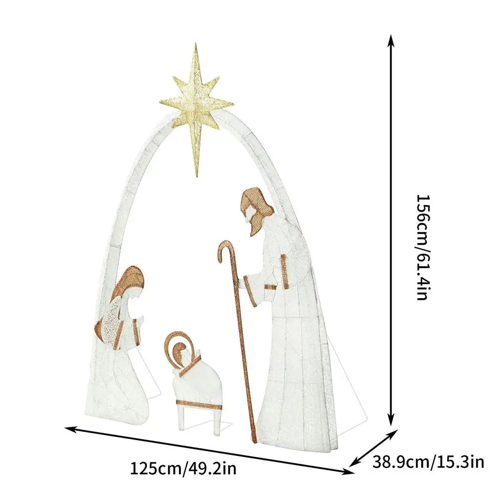 Outdoor Christmas Decoration Lighted Outdoor Nativity Set 5ft Jesus Nativity Scene With LED Lights For Holiday Lawn Garden Decor