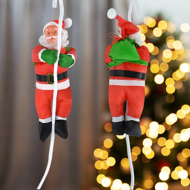 Santa Claus Climbing Ladder Christmas Tree Ornaments Navidad Home Wall Hanging Pendants Climbing Rope Doll Christmas Decorations