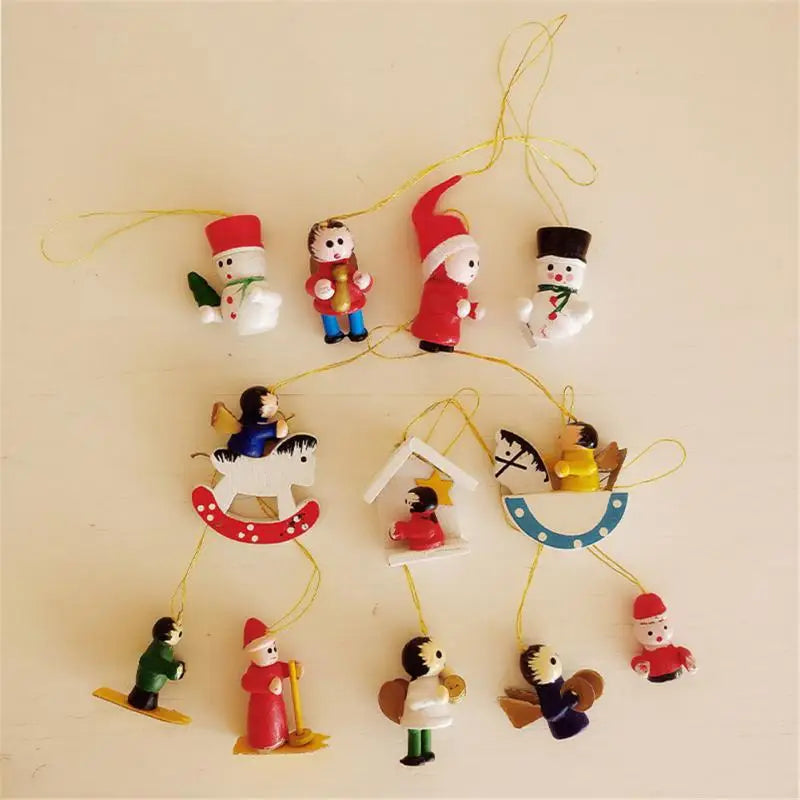 Decorative Christmas Wooden Ornaments Versatile Miniature Ornaments Durable Adorable Christmas Tree Pendants Festive Home Decor