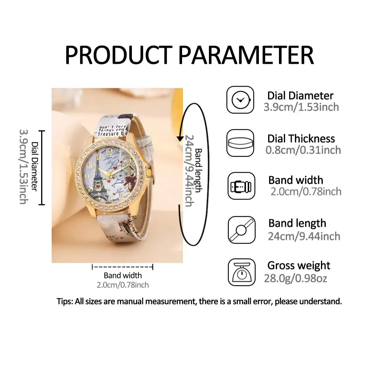 Ladies Fashion Trend Everything Tower Digital Floral Star Printed Leather Watch Band Quartz Watch Birthday Christmas Gift