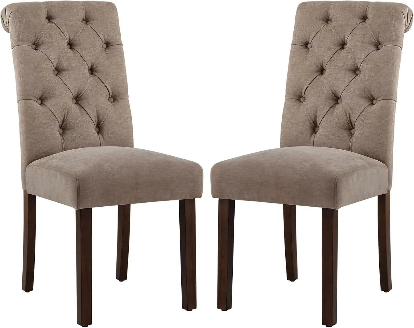 Tufted Dining Room Chairs Set of 2,Upholstered Fabric Side Stylish Kitchen Chairs with Solid Wood Legs and Padded Seat