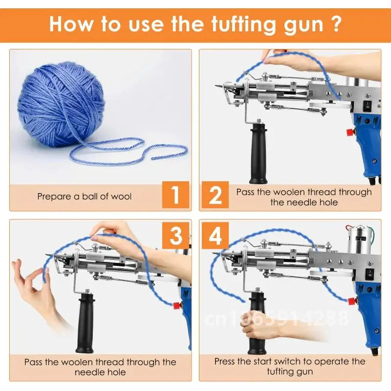 2 in 1 Tufting Gun Set Electric Touffing Pistol,7 – 21mm Tufting Pisto, with Wool Yarn and Tufting Canvas,Trimmer for Beginners