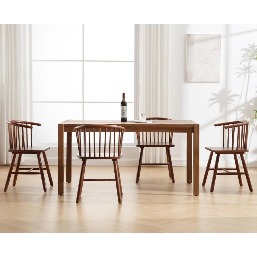 Wooden Dining Chairs Set of 4 Farmhouse Spindle Dining Room Chairs with Arms/Wide Curved Back Modern Kitchen