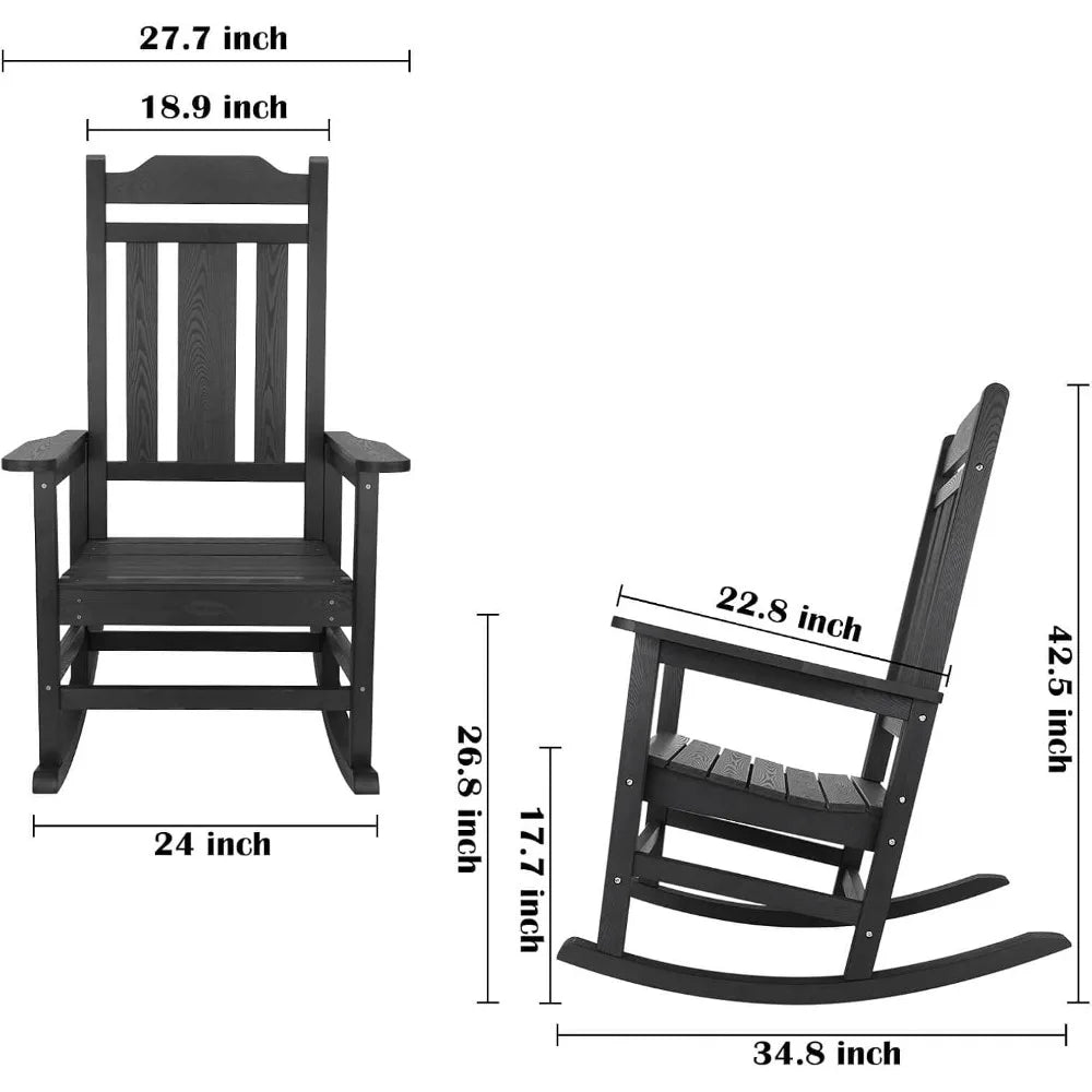 Patio Rocking Chair Set of 2, All Weather Resistant Outdoor Indoor Fade-Resistant Patio Chair,Stable Durable Smooth Rocking