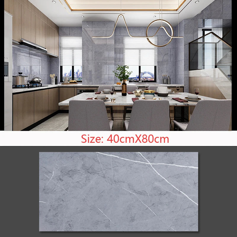 Self Adhesive Marble Wallpaper Waterproof Floor Sticker Bathroom Living Room TV Background Renovation  Wall Ground Decor