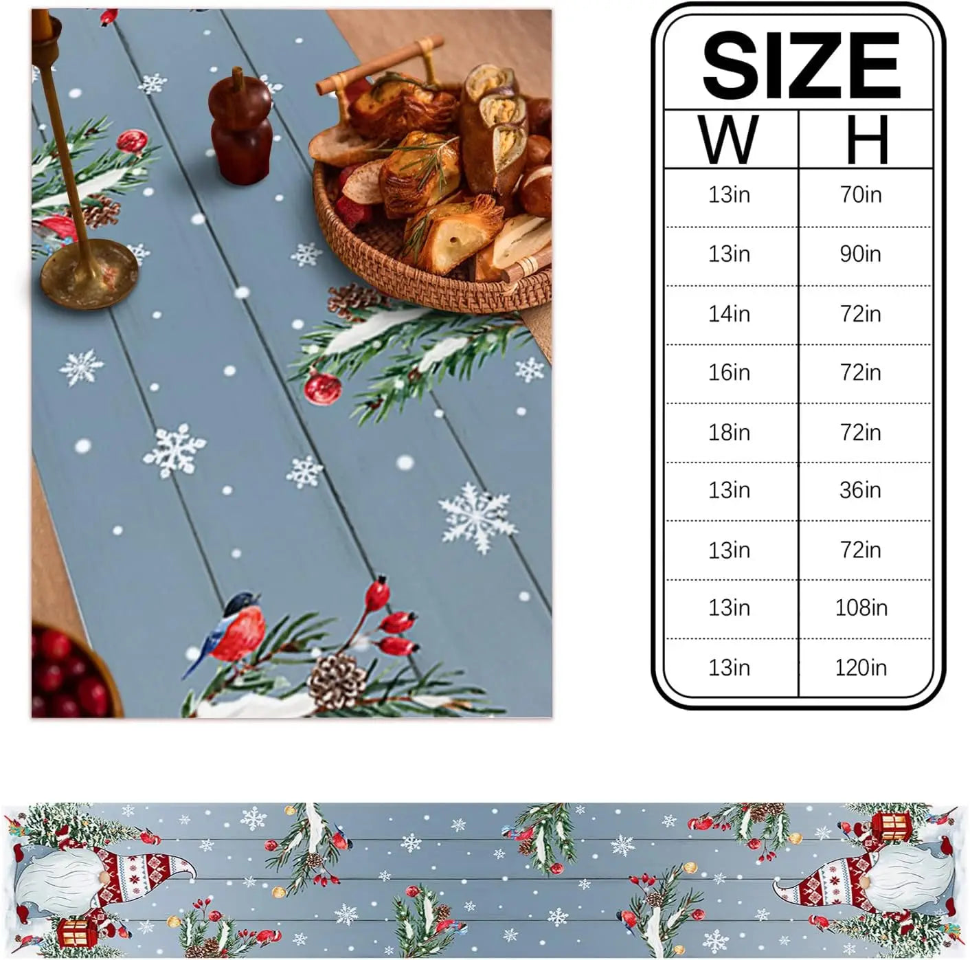 Christmas Tree Gnome Snowflake Berry Wood Grain Linen Table Runner Dresser Scarf Winter Xmas Party Decor Navidad Decoration 2025