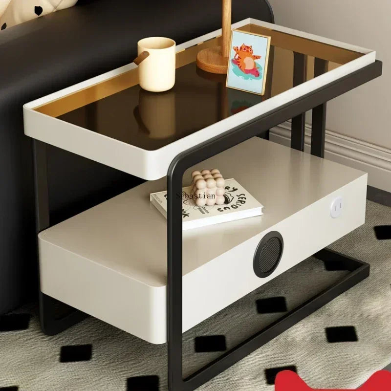 Multi Functional High-end Living Room Sofa Edge Cabinet with A High-end Feel, Extremely Narrow Storage Cabinet Side Table