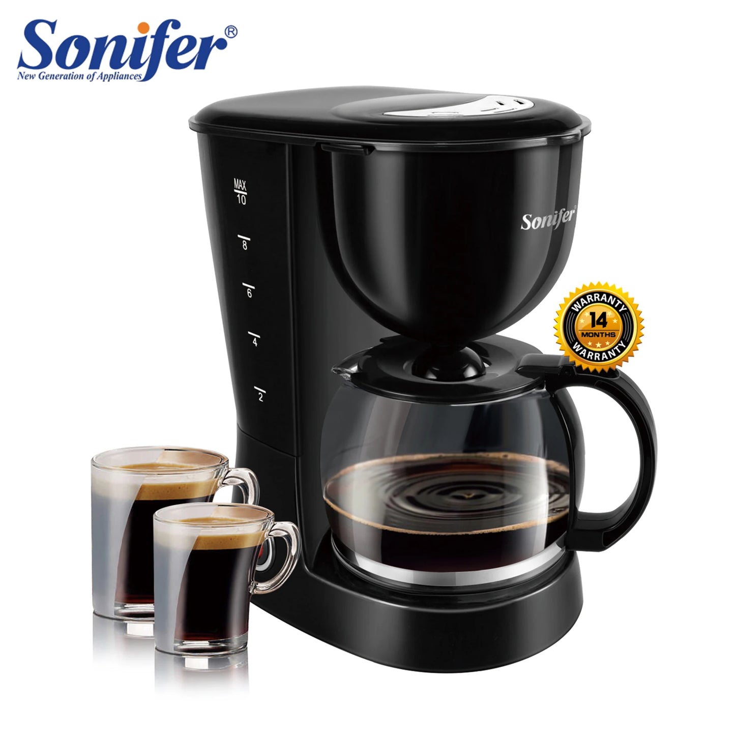 1.25L Electric Drip Coffee Maker 800W Household Coffee Machine 6 Cup Tea Coffee Pot Milk Coffee Maker for Gift 220V Sonifer