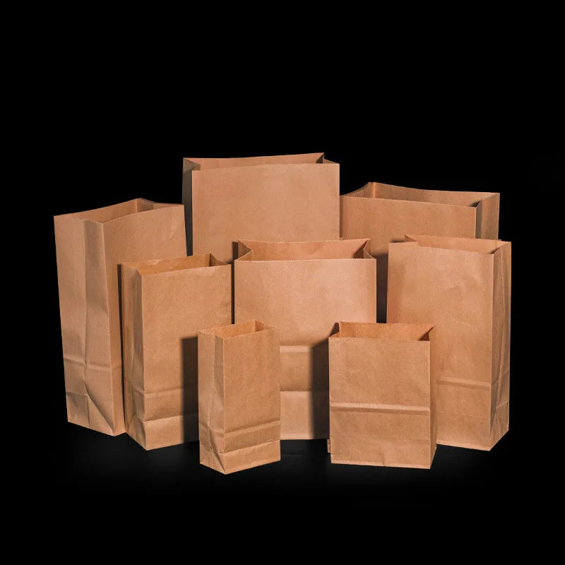 50/100pcs Kraft Paper Bag Packaging Biscuit Candy Food Cookie Bread Snacks Baking Takeaway Bags Environmentally Dry Paper Bags