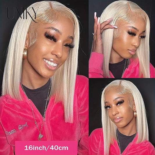 10 Inch 613 Bob Blonde Lace Front Wigs Human Hair T-Part Transparent Lace Frontal Wig Blonde Bob Wig Human Hair Pre Plucked With