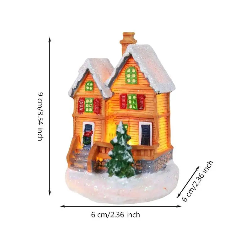 Village Decor For Christmas Portable Snow House Winter Village With LED Light Up For Moss Fairy Garden Ornament Landscape Decor