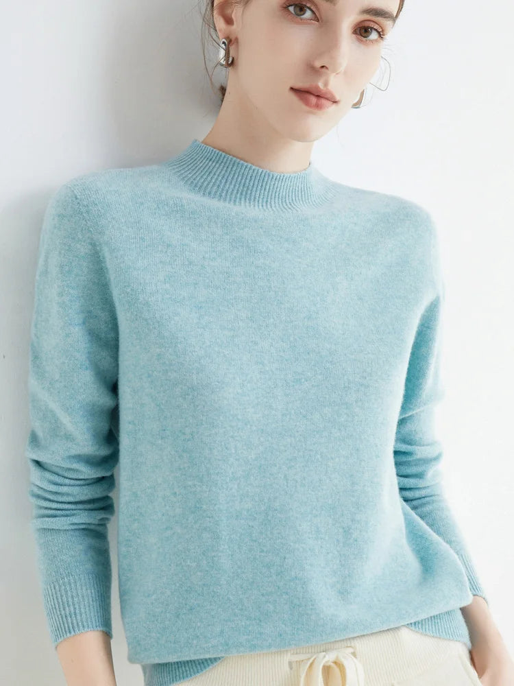 100% Merino Wool Cashmere Sweater Women Knitted Sweater Turtleneck Long Sleeve Pullovers Autumn Winter Clothing Warm Jumper Tops